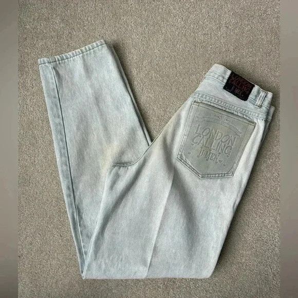 Vintage London Calling Jeans High Waist Tapered Light Wash Mom Jeans England - Picture 2 of 14